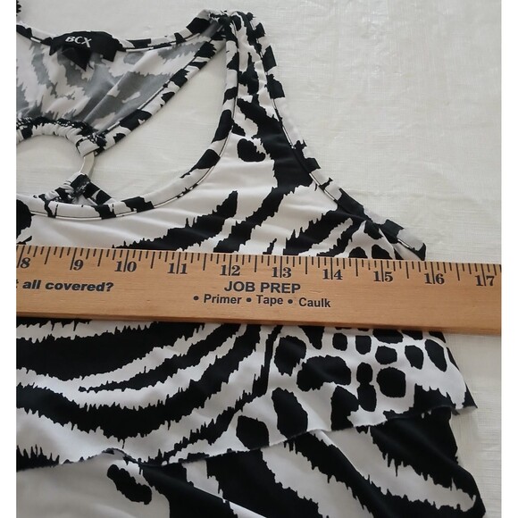 BCX Women's Medium Summer Black & White Ruffle Top Beachy Boho - Picture 15 of 16